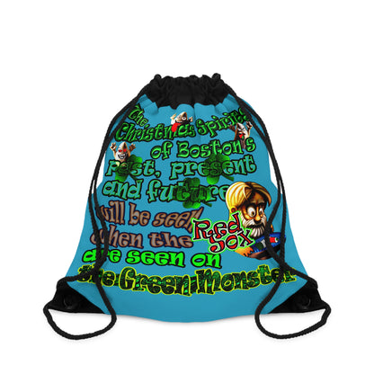 christmas spirits of boston - Drawstring Bag (turquoise)
