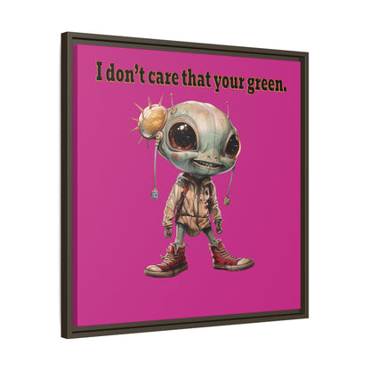 I don't care that your green - framed canvas art (pink)