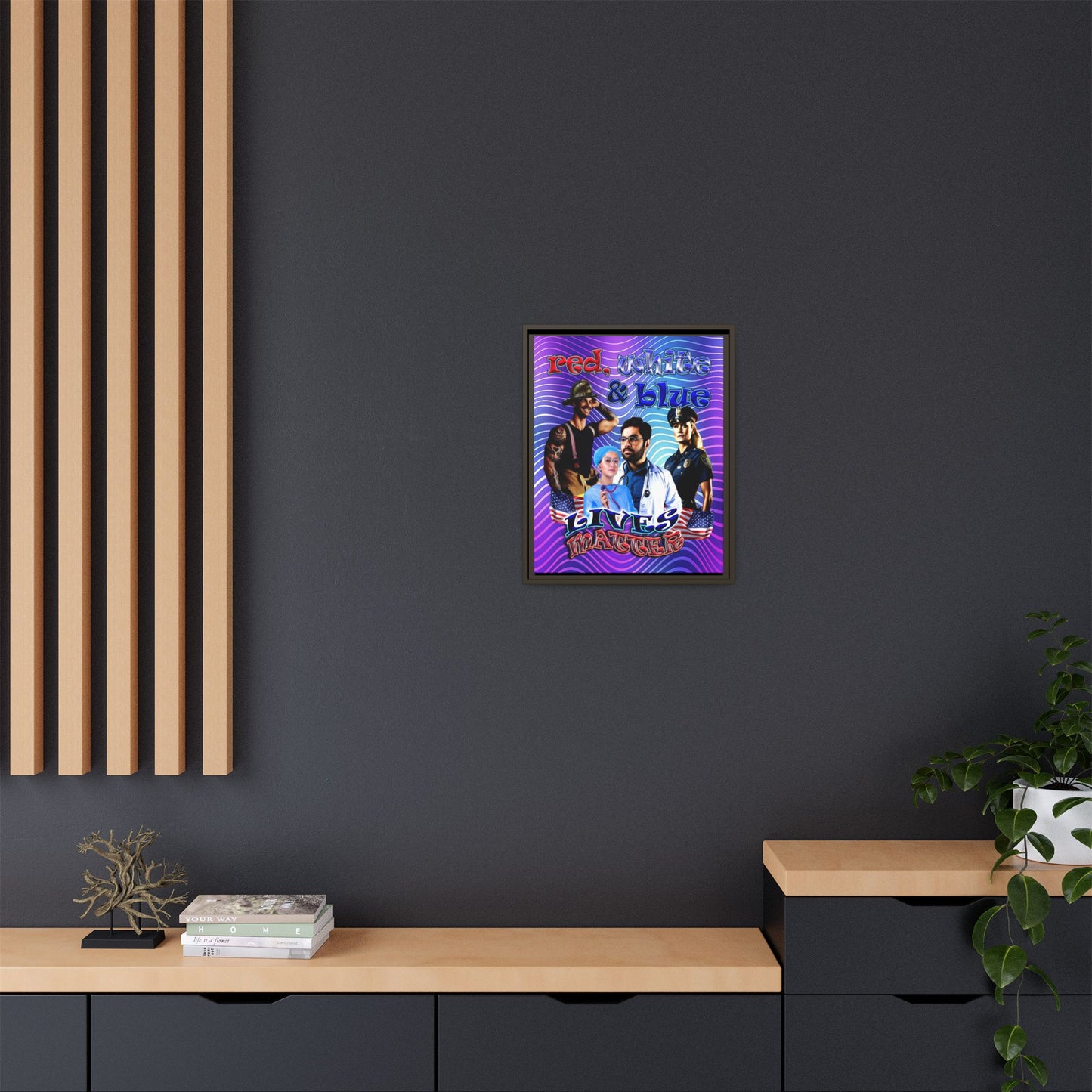 rw&b lives matter - framed canvas art (purple wave)