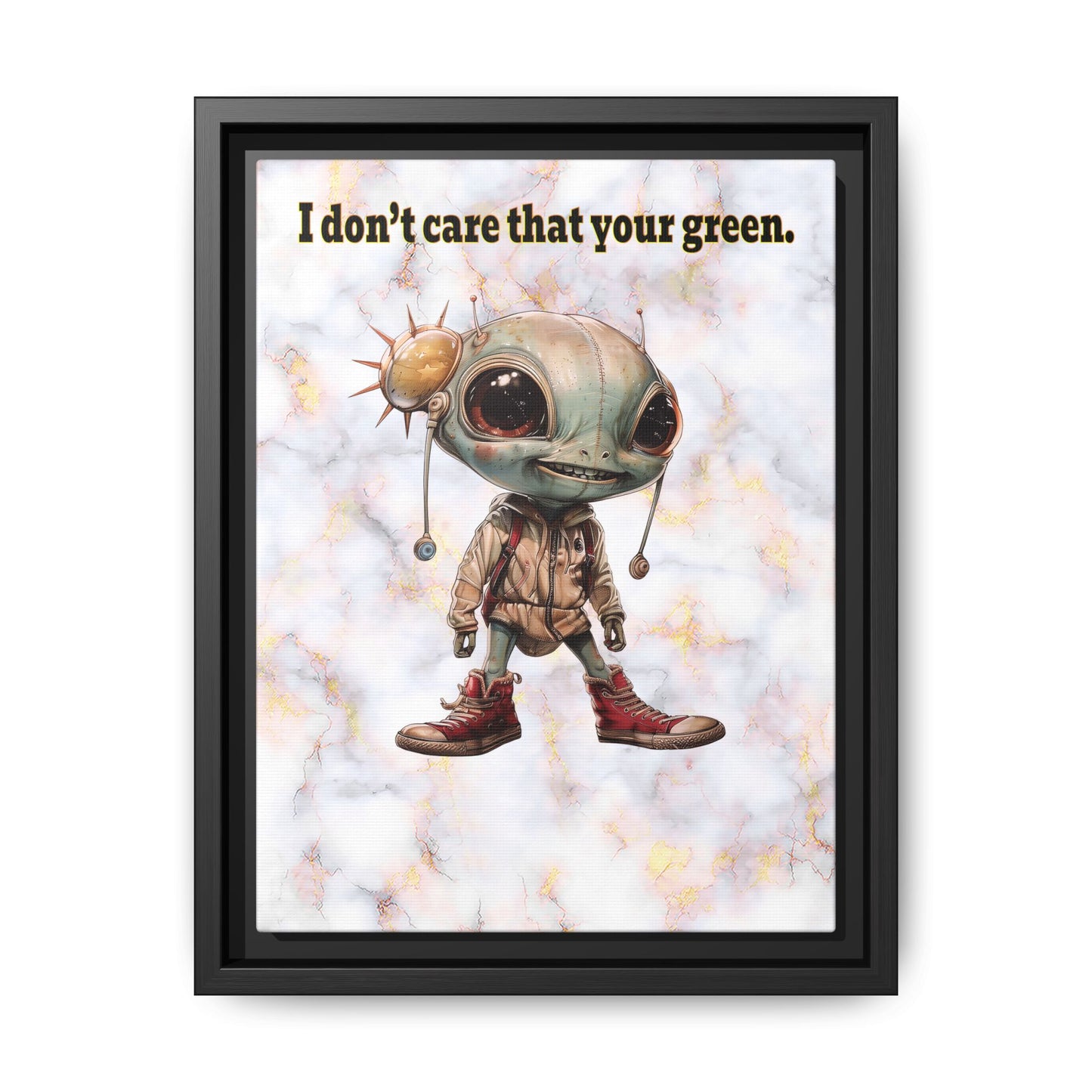 I don't care that your green - framed canvas art (white marble)