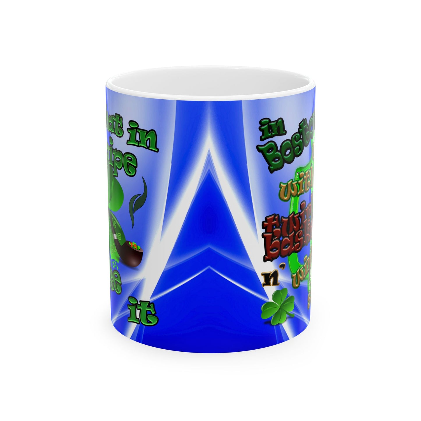 celtics logo - White Mug (blue-white wave)
