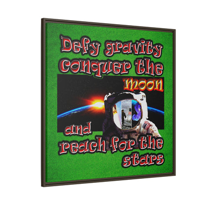 defy conquer reach - framed canvas art (green turf)