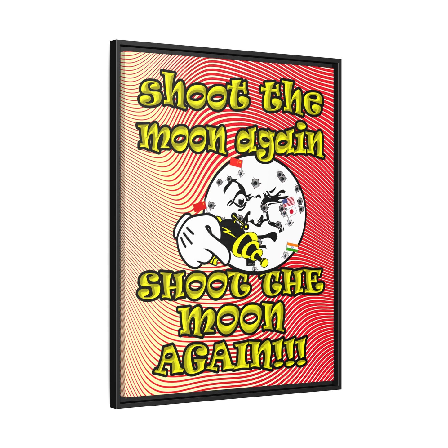 shoot the moon again - framed canvas art (yellow-orange wave)
