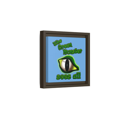 green monster - framed canvas art (light blue)