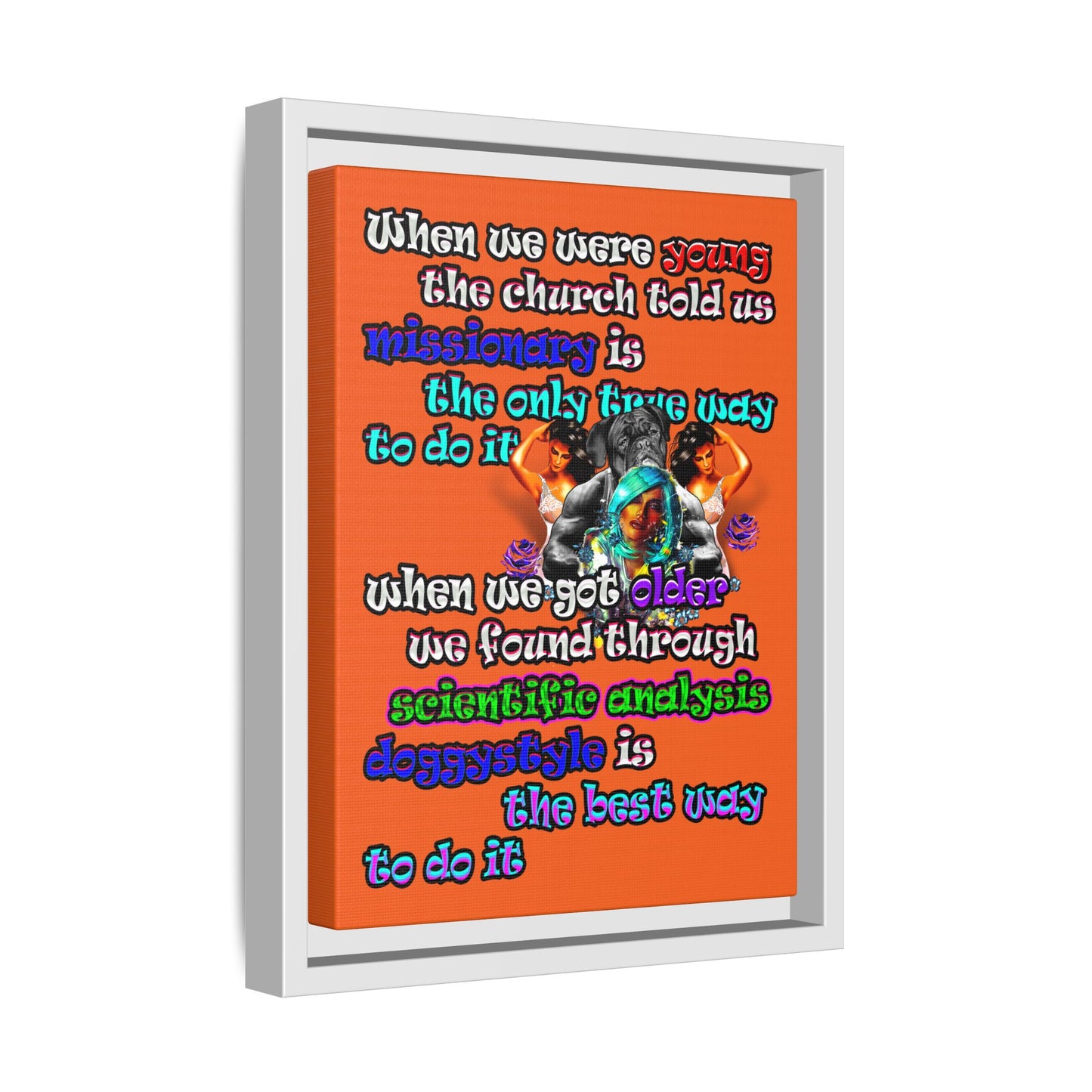 doggystyle - framed canvas art (orange)
