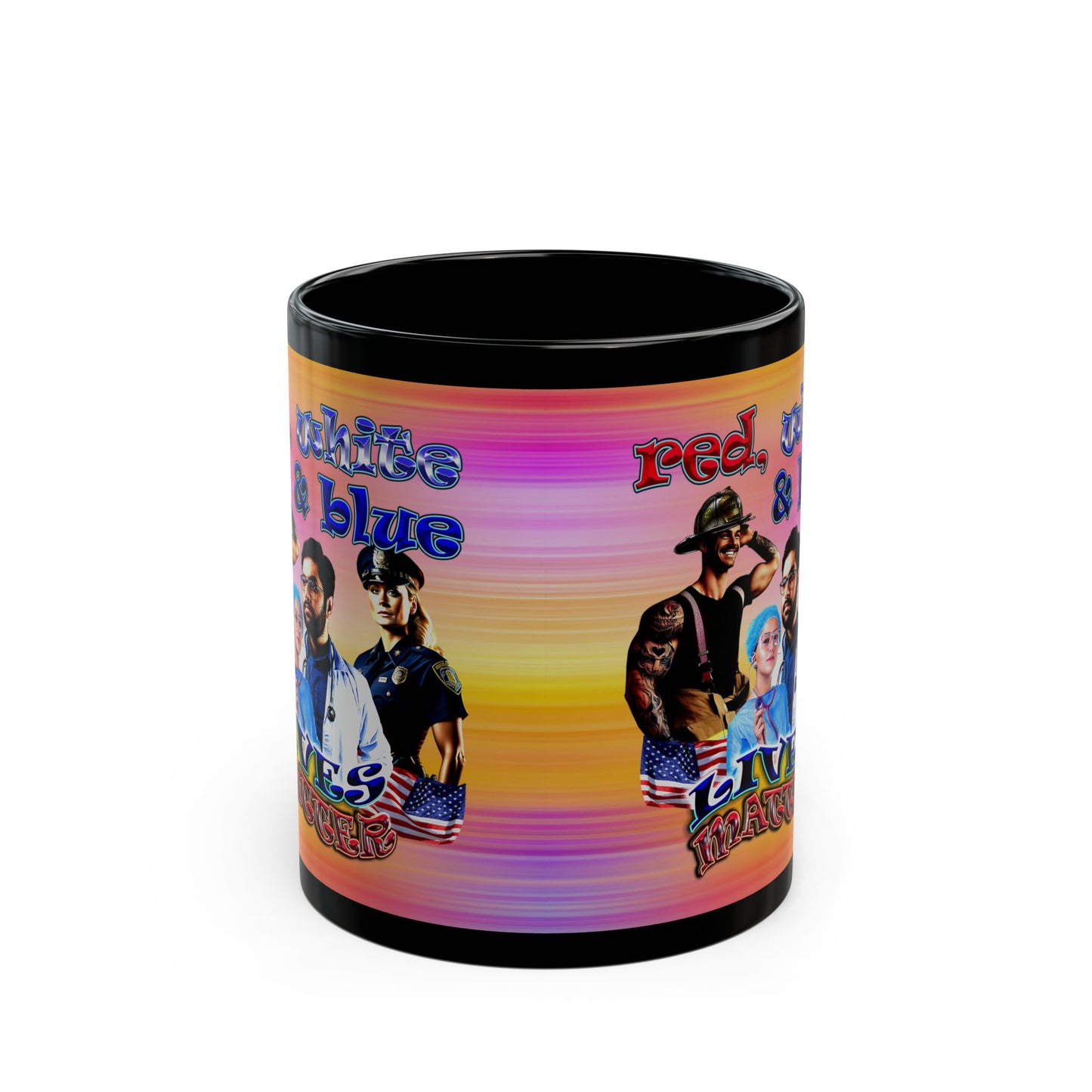 rw&b lives matter - Black Mug (color blur)