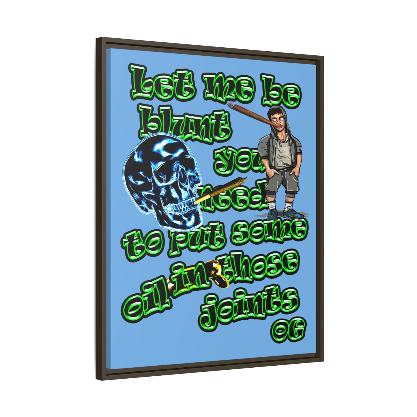 og - framed canvas art (light blue)