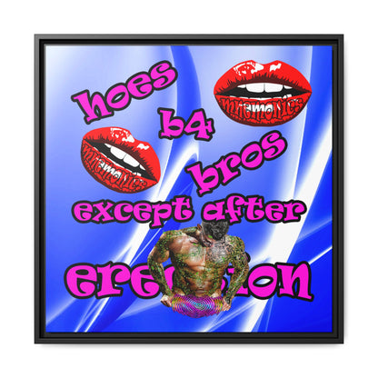 hoes b4 bros - framed canvas art (blue-white wave)