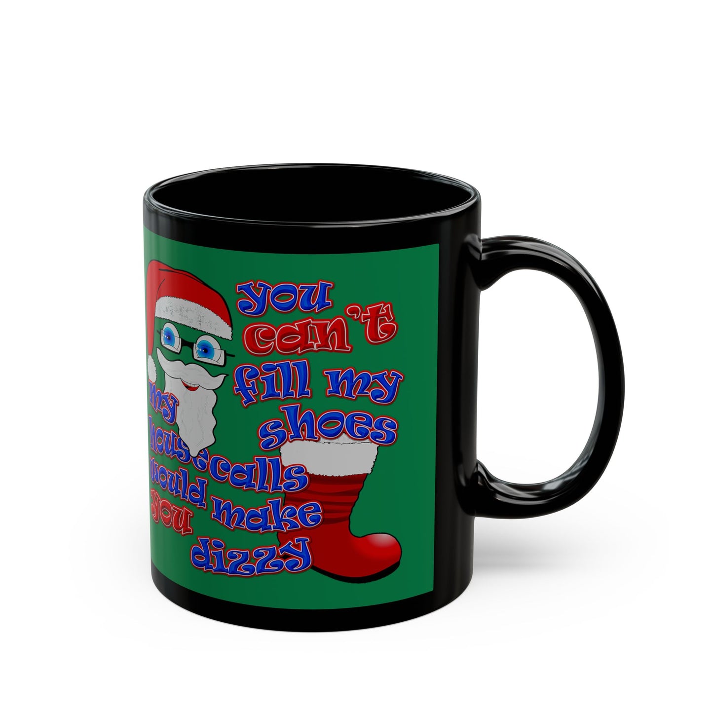 santa's shoes - Black Mug (dark green)