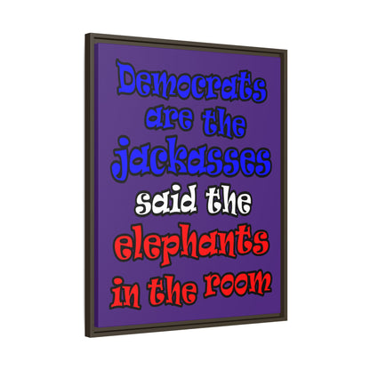 donkeys and elephants - framed canvas art (purple)