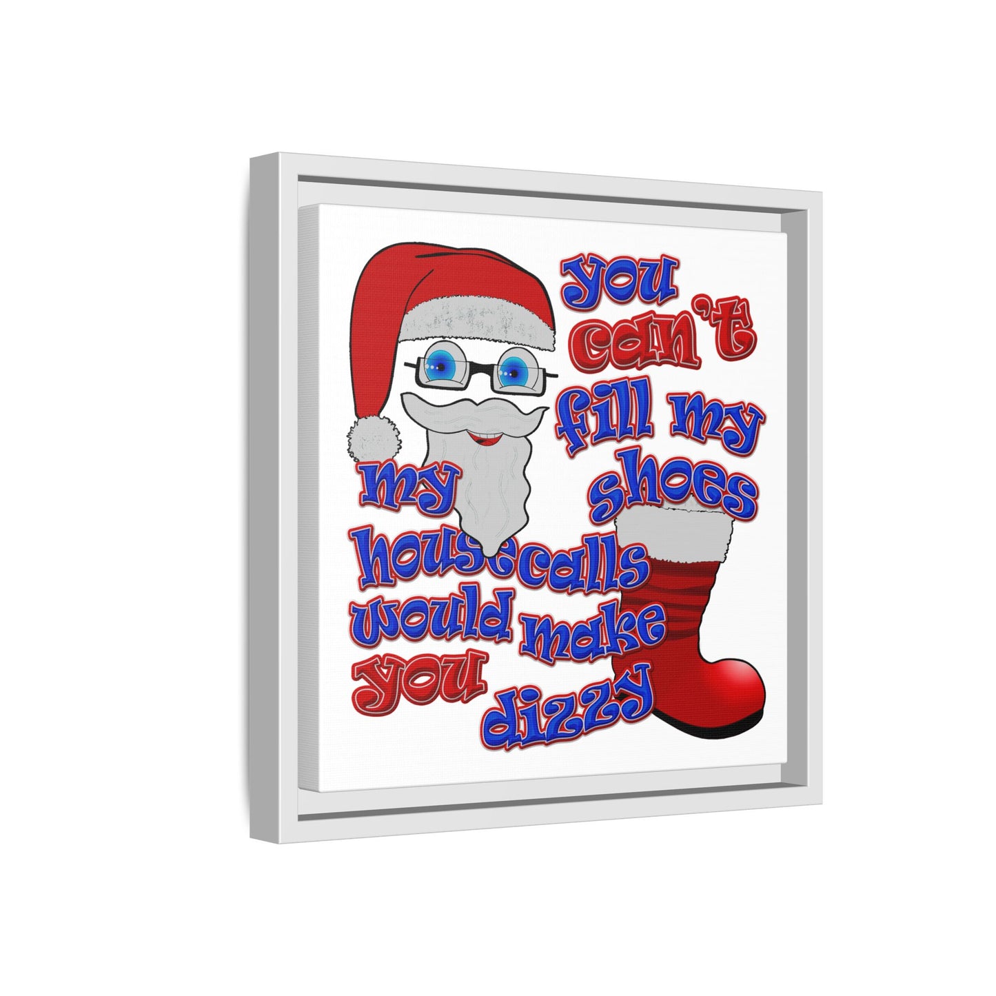 santa's shoes - framed canvas art (white)