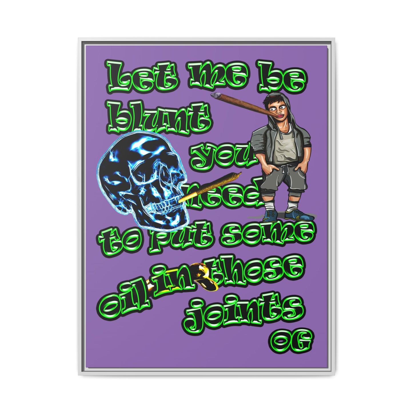 og - framed canvas art (light purple)