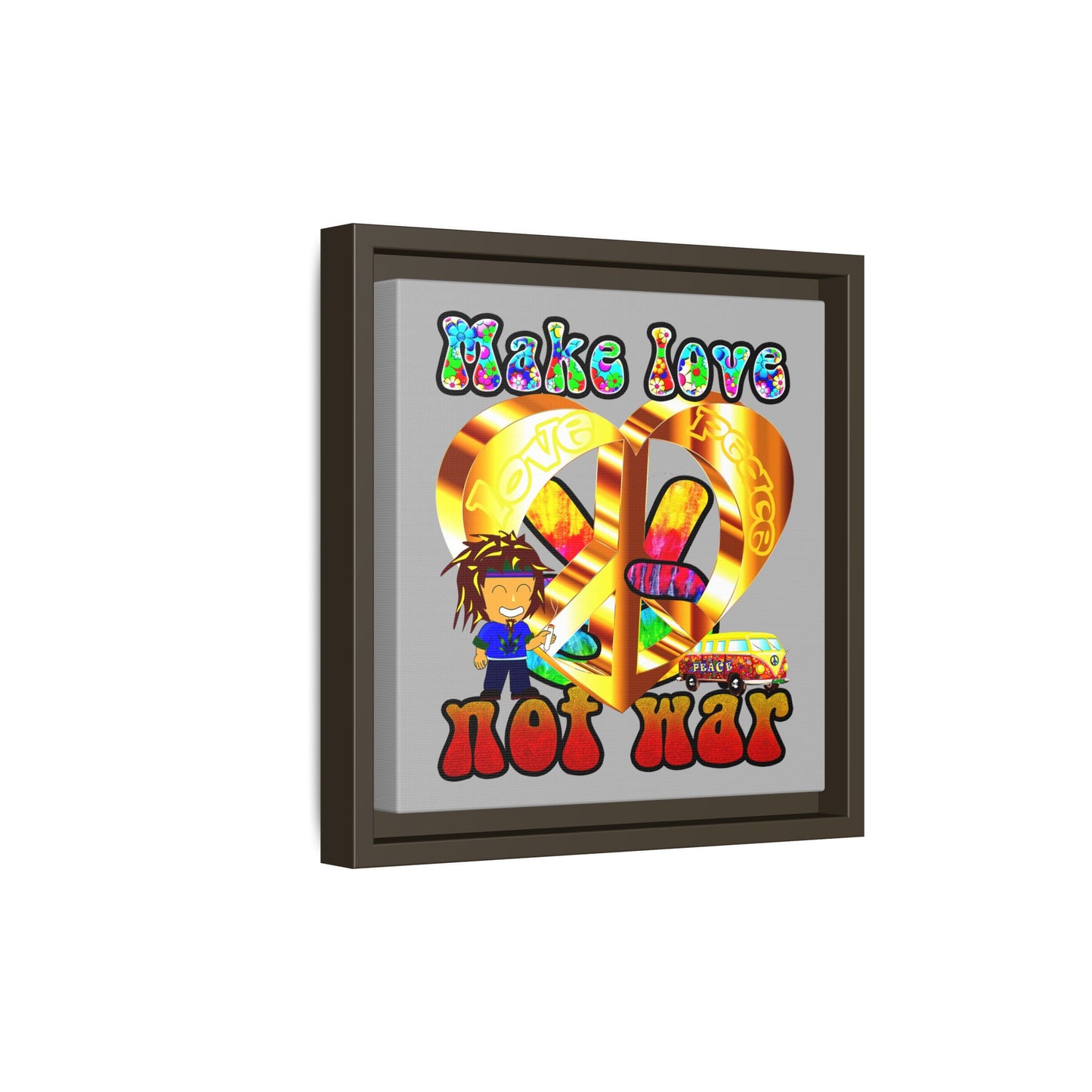 love peace - framed canvas art (light grey)