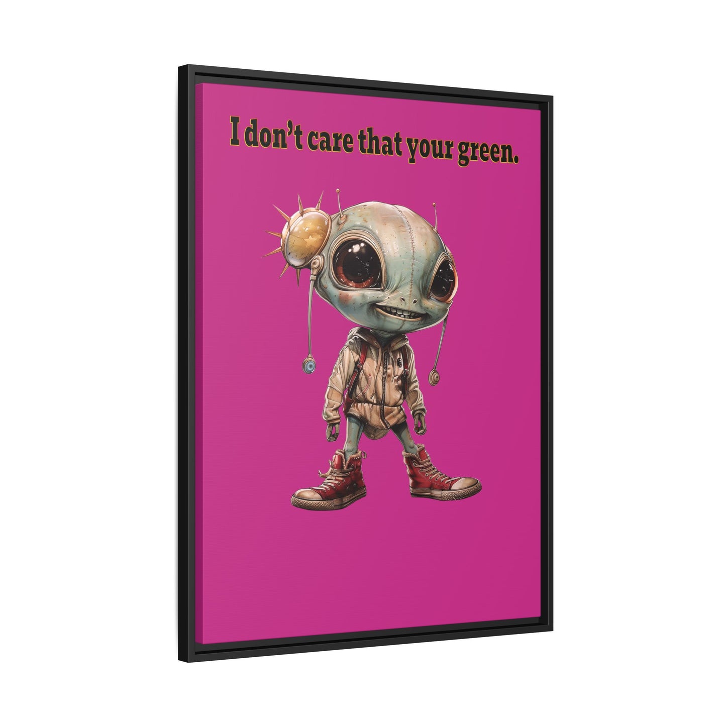 I don't care that your green - framed canvas art (pink)