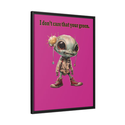 I don't care that your green - framed canvas art (pink)