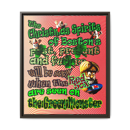 christmas spirits of boston - framed canvas art (yellow-orange wave)