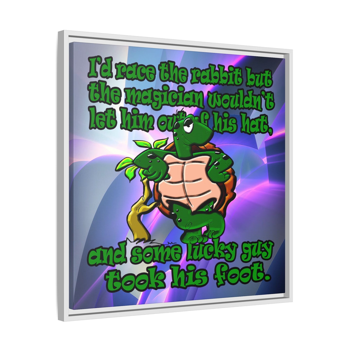 turtle race - framed canvas art (grey-pink wave)