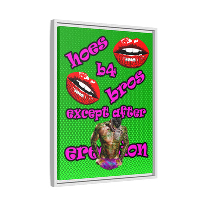 hoes b4 bros - framed canvas art (logo green)