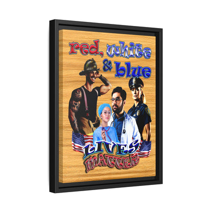 rw&b lives matter - framed canvas art (butterscotch wood finish)