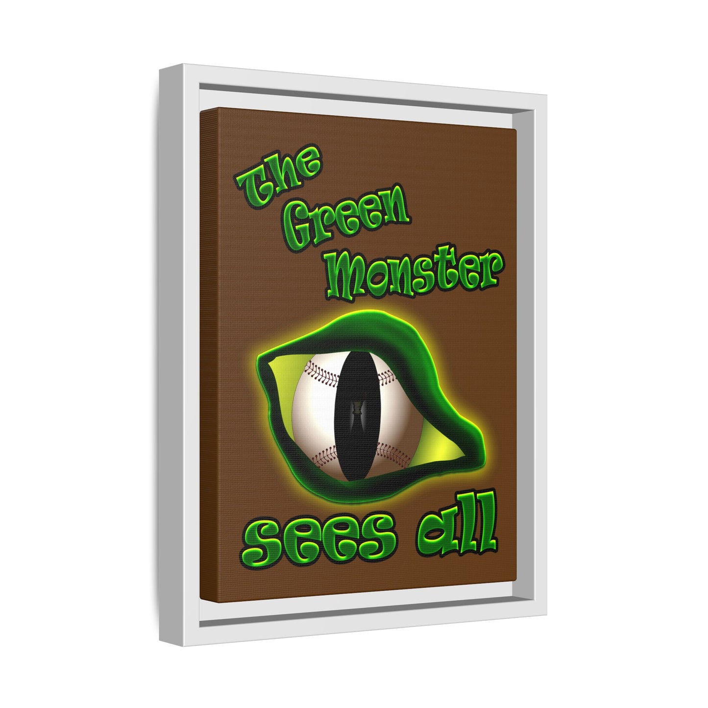 green monster - framed canvas art (brown)