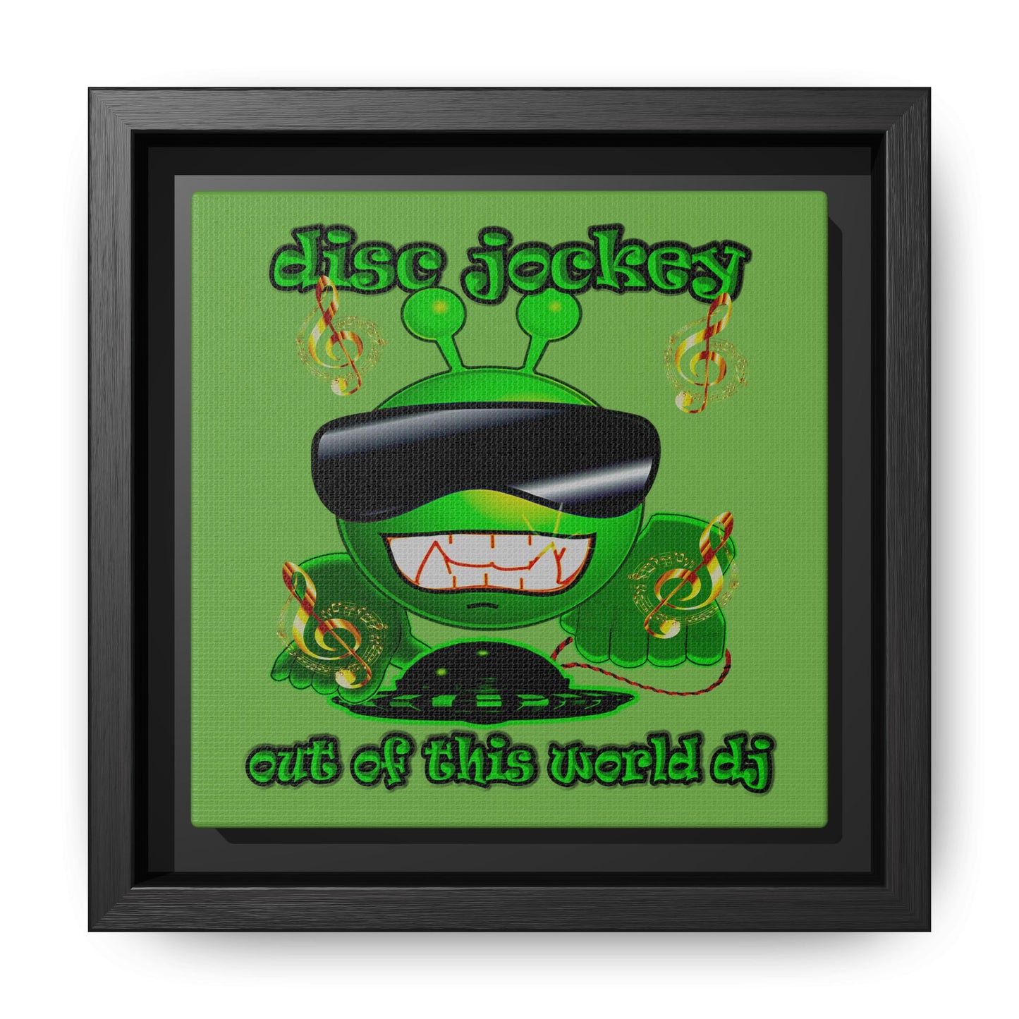 disc jockey - framed canvas art (green)