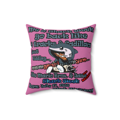 shark week - Faux Suede Square Pillow - (light pink)