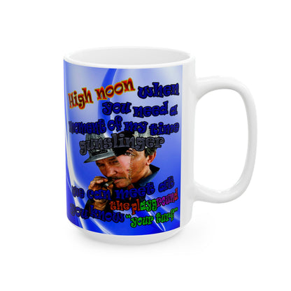 high noon - White Mug (blue-white wave)
