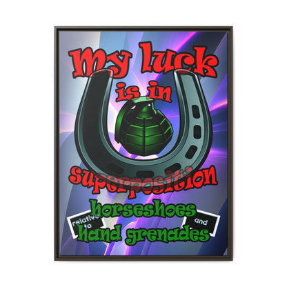 my luck - framed canvas art (grey-pink wave)