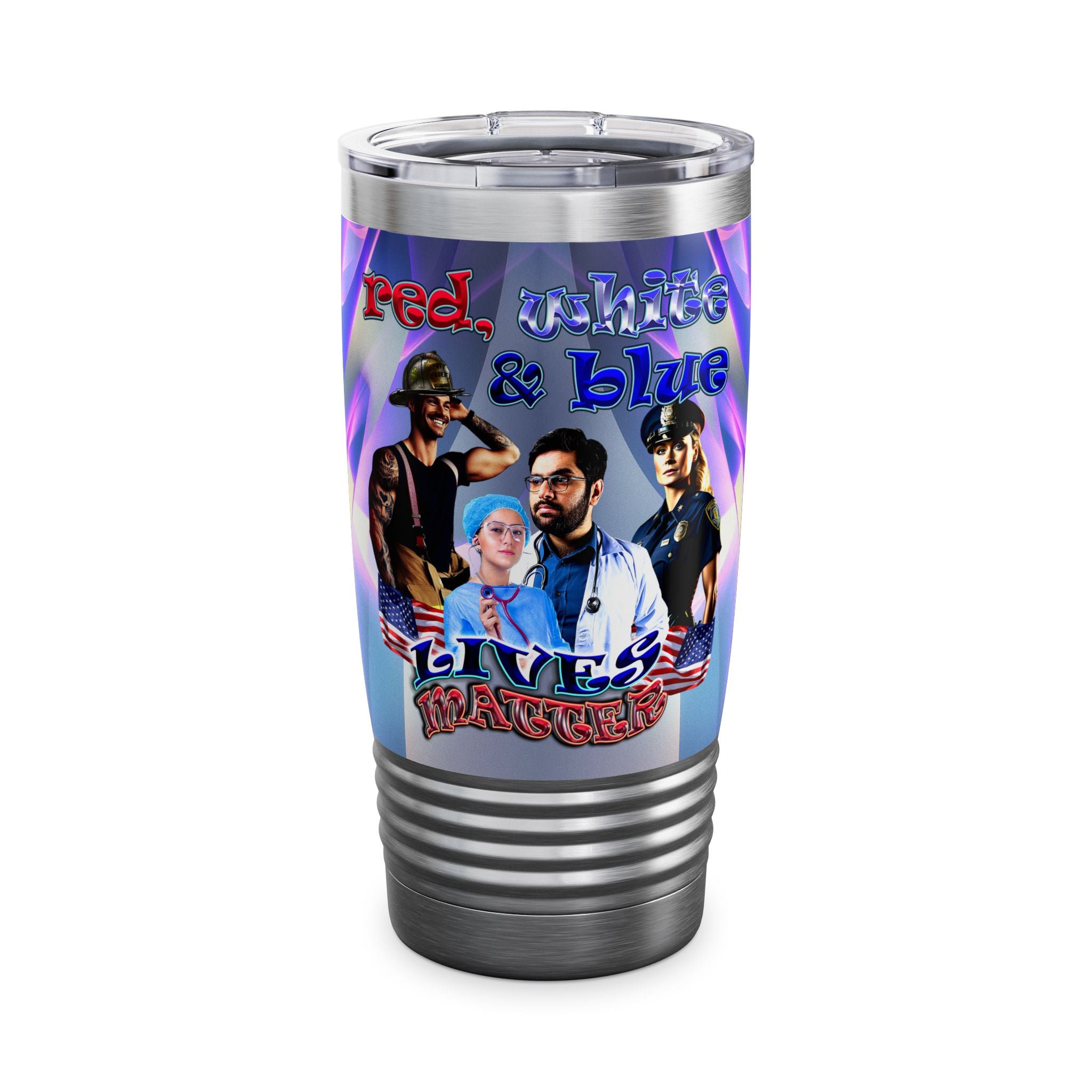 rw&b lives matter - Ringneck Tumbler, 20oz (grey-pink wave)