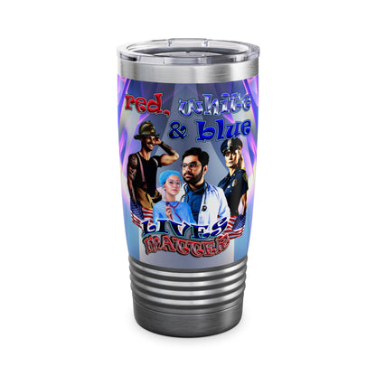 rw&b lives matter - Ringneck Tumbler, 20oz (grey-pink wave)