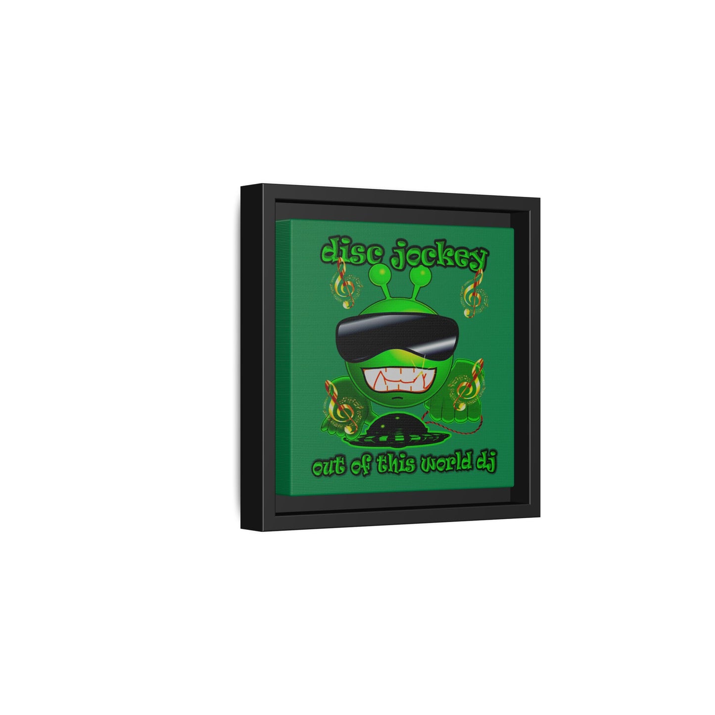 disc jockey - framed canvas art (dark green)