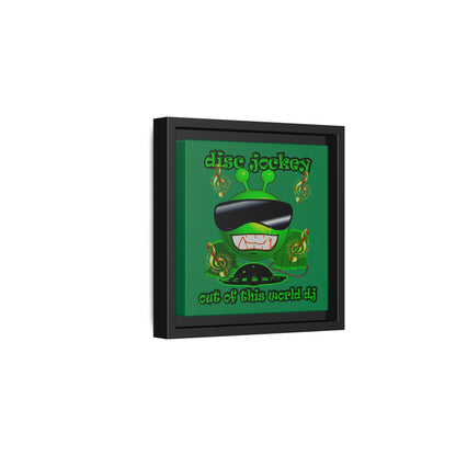 disc jockey - framed canvas art (dark green)