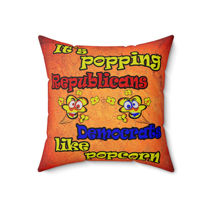 popping like popcorn - Spun Polyester Square Pillow - (burnt orange)