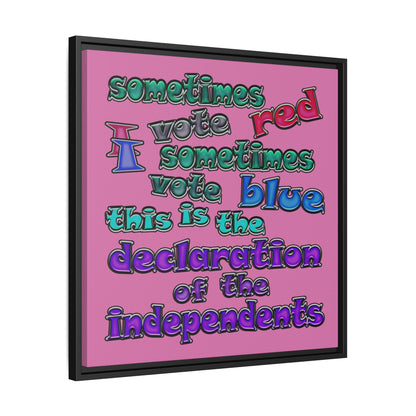 declaration of the independents - framed canvas art (light pink)