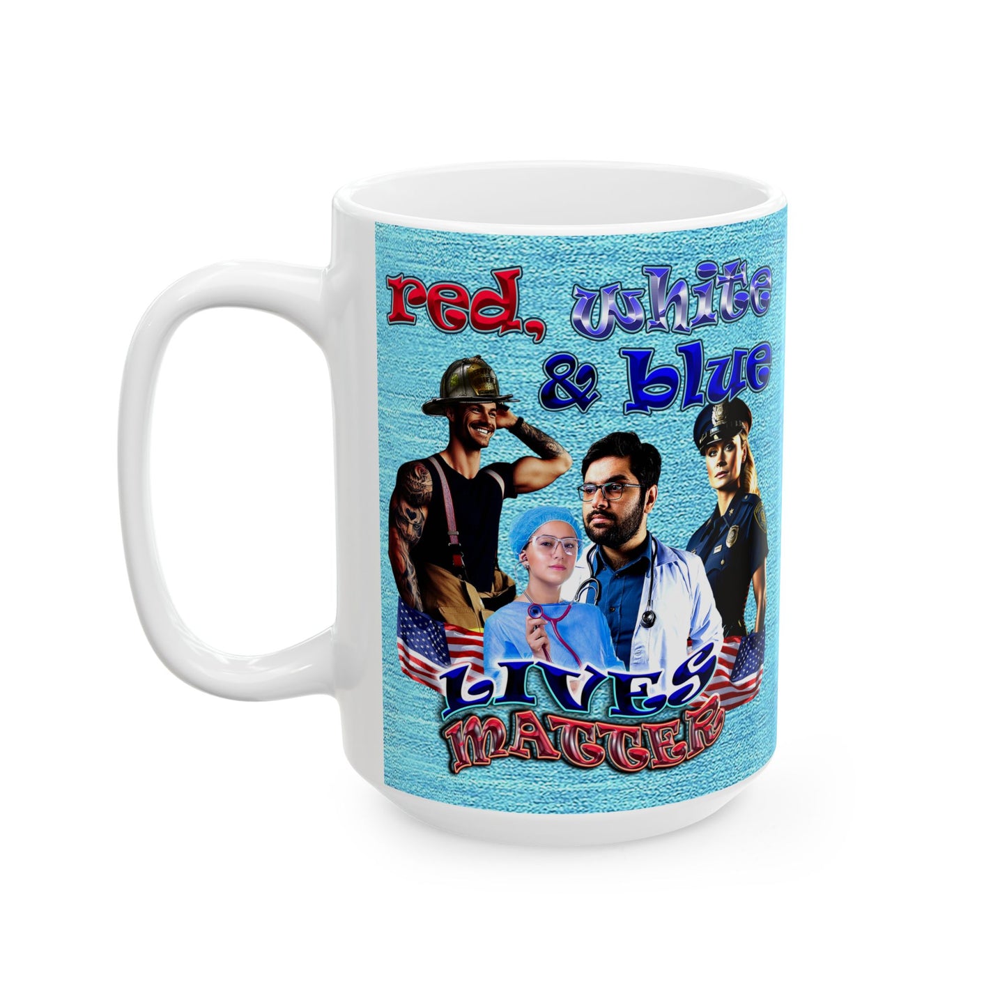 rw&b lives matter - White Mug (faded blue)