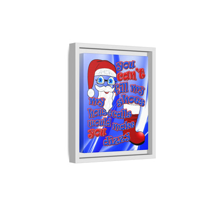santa's shoes - framed canvas art (blue-white wave)