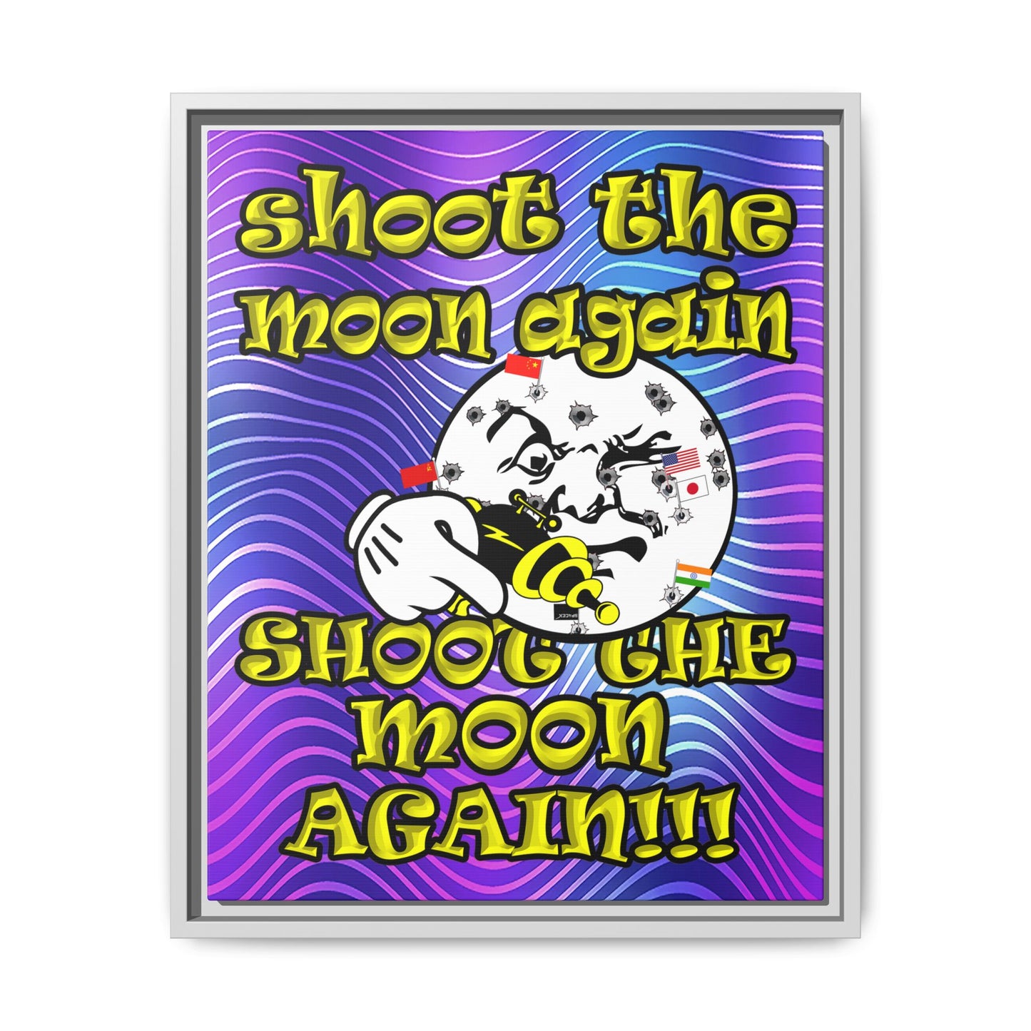 shoot the moon again - framed canvas art (purple wave)