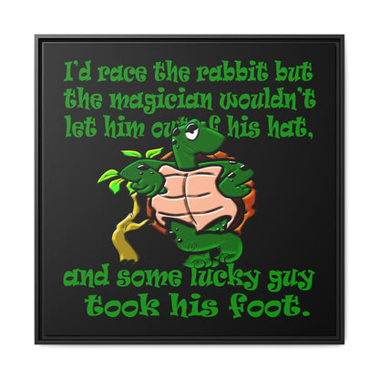 turtle race - framed canvas art (black)