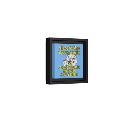 shoot the moon again - framed canvas art (light blue)