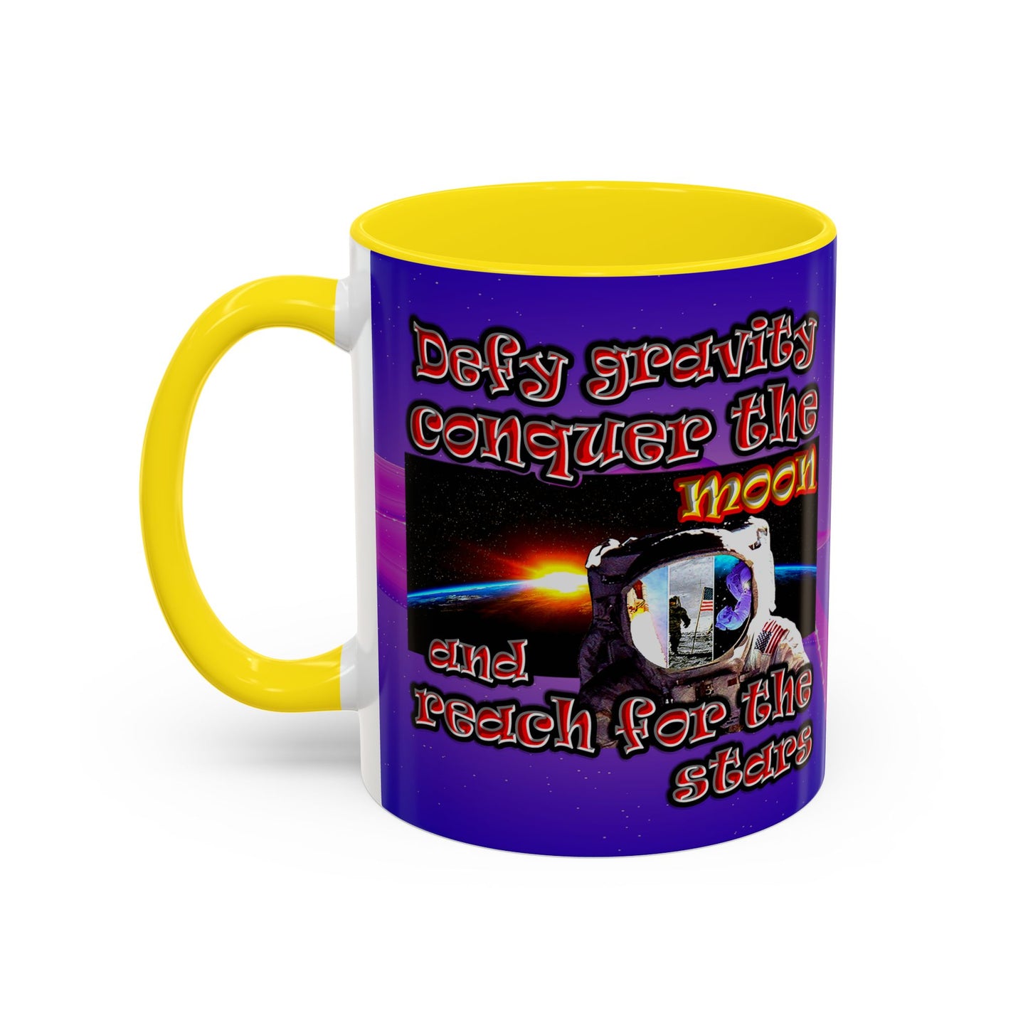 defy conquer reach - Accent Mug (purple-pink wave)
