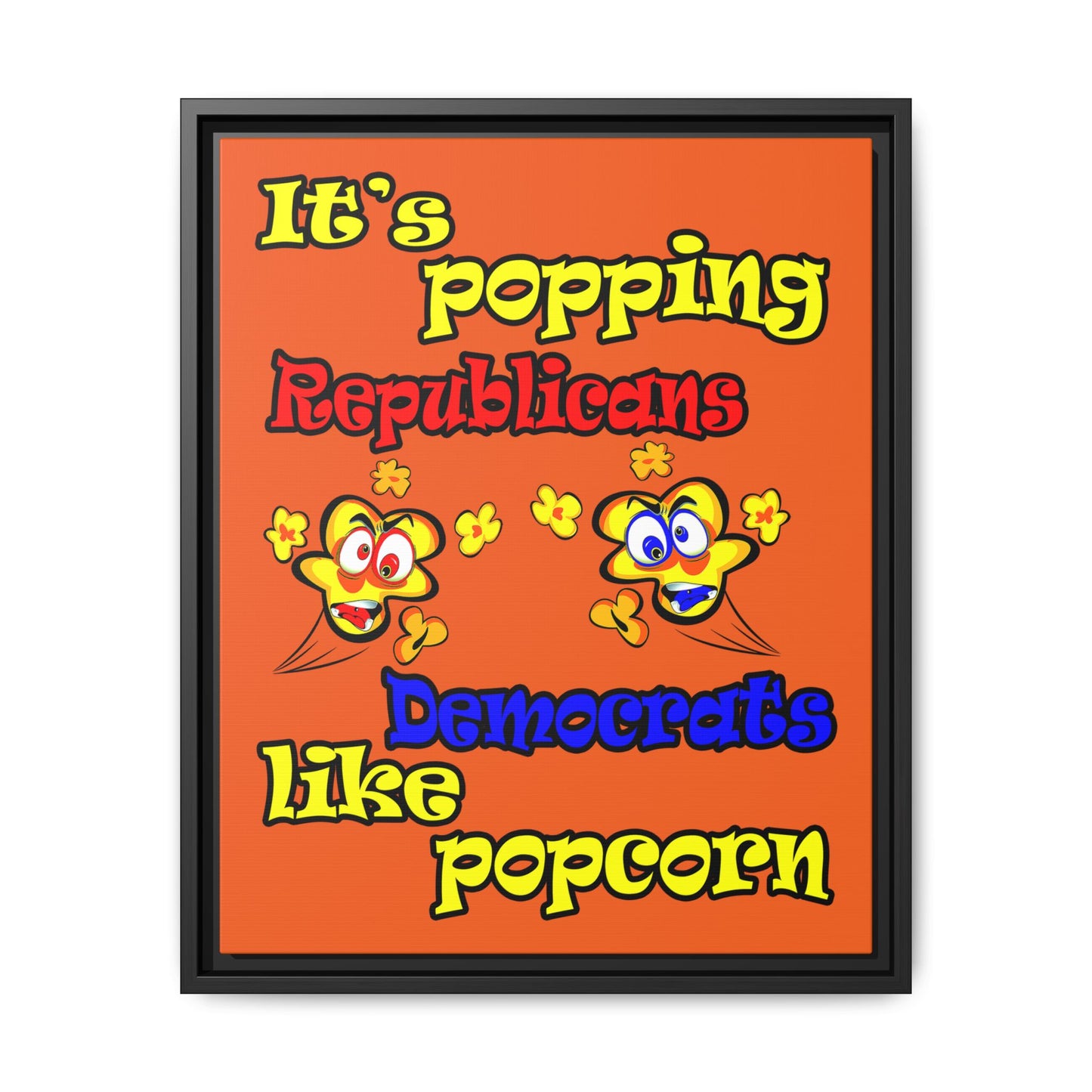 popping like popcorn - framed canvas art (orange)