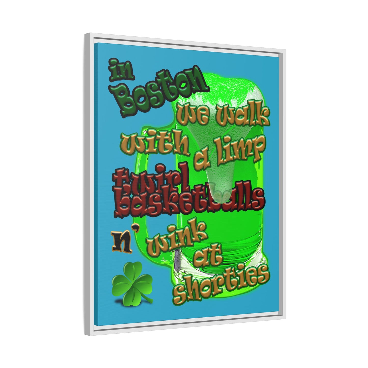 celtics logo - framed canvas art (turquoise)