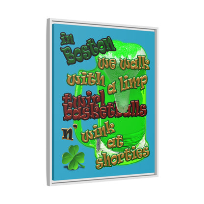 celtics logo - framed canvas art (turquoise)