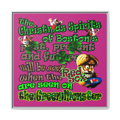 christmas spirits of boston - framed canvas art (pink)