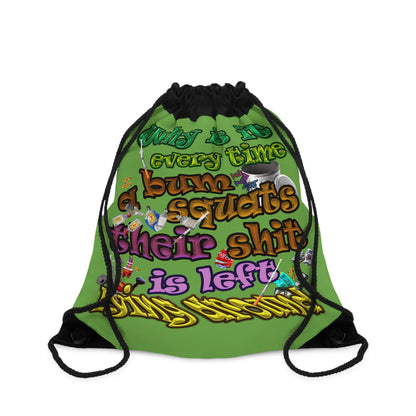 the bum's shit - Drawstring Bag (green)