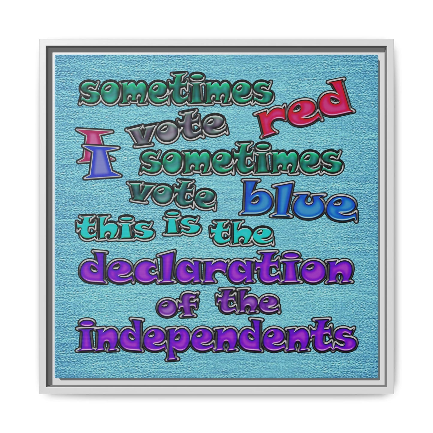 declaration of the independents - framed canvas art (faded blue)
