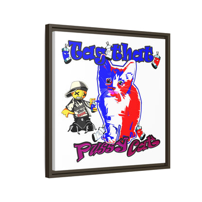 tag that - framed canvas art (white)