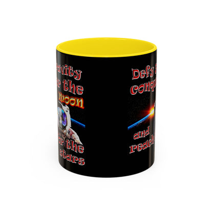 defy conquer reach - Accent Mug (black)