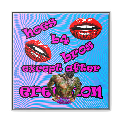 hoes b4 bros - framed canvas art (light blue-purple wave)