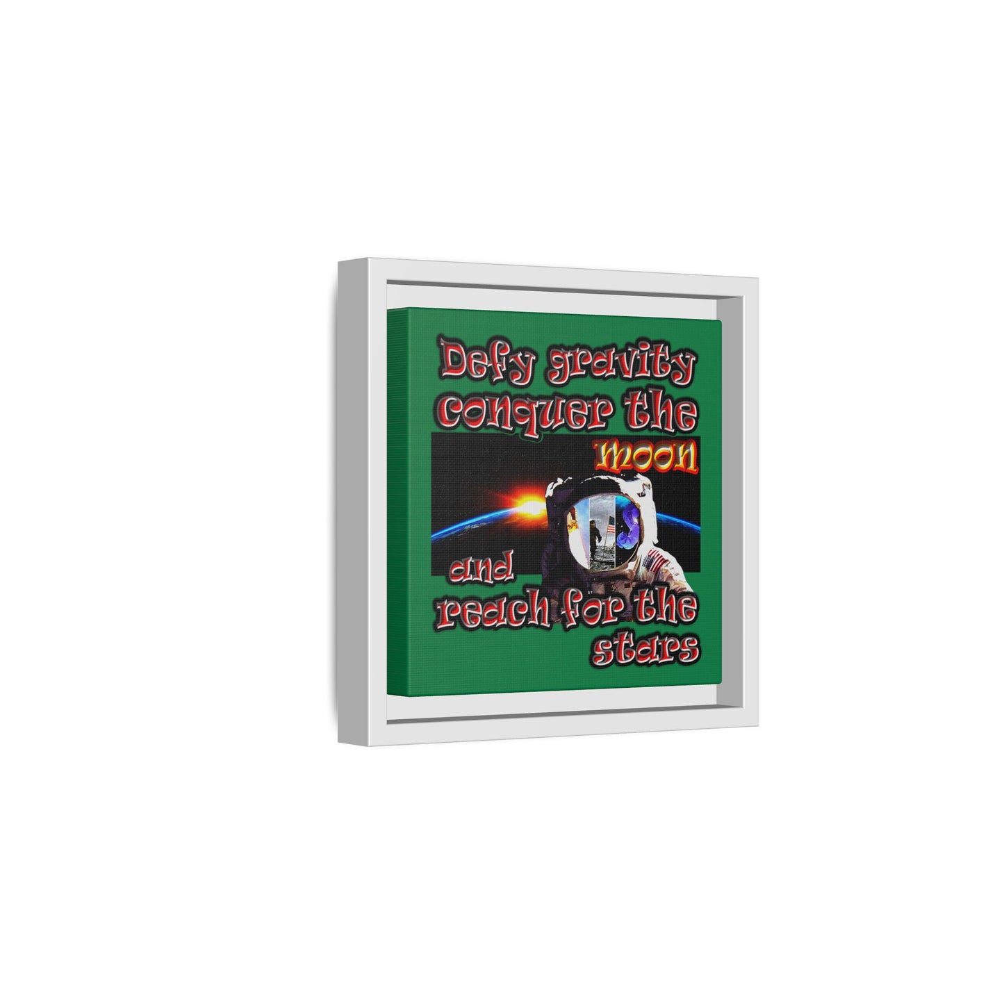 defy conquer reach - framed canvas art (dark green)